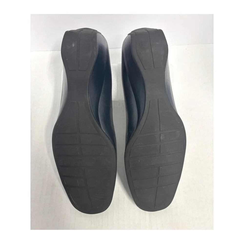 Naturalizer Wedge Loafers Womens 10M Navy Blue Leather Slip On Professional Chic